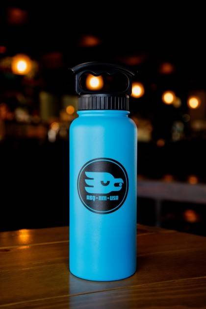 marble 34oz created blue insulated growler front view