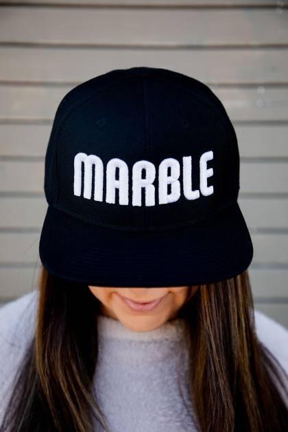 Black Marble Puff Hat - front
