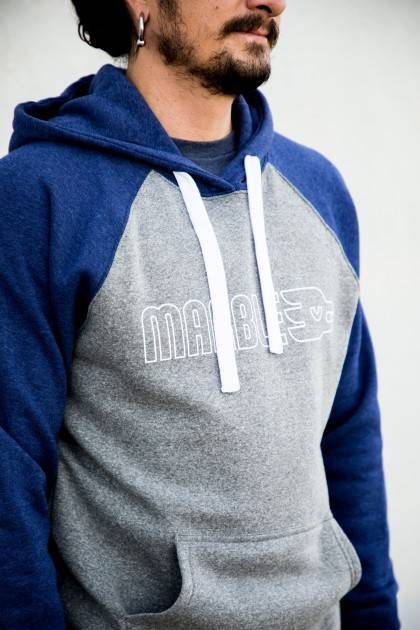 Gray/Blue Pullover Hoodie - Detail Male 5'9