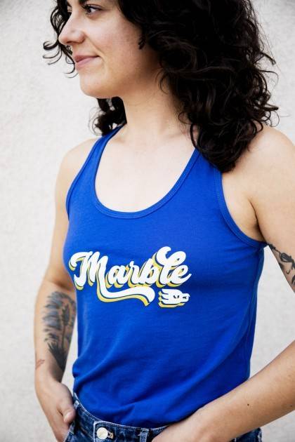 Women's Marble Royal Blue Tank - front